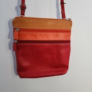 Belarno Red and Orange Leather Crossbody Bag Nwt